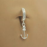 TummyToys Anchor Belly Ring on Silver and CZ Clasp - TummyToys