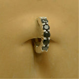 Silver and Black Belly Button Ring with 5 Deep Black CZs - TummyToys