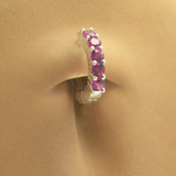 Hot Pink Belly Ring | Sterling Silver and 5 Hot Pink CZ Stones - TummyToys