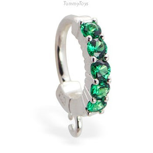 Green CZ Belly Ring with Jump Ring | Customizable | Make your own - TummyToys