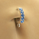 Silver Tummytoys Sapphire Blue Belly Button Ring with 5 CZ's and Jump Ring | Customizable | Make your own - TummyToys