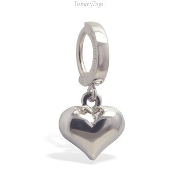 TummyToys Silver Puffed Heart Belly Ring - TummyToys