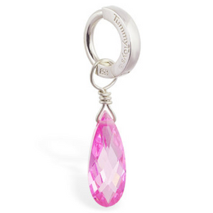 Changeable Stunning Pink CZ Drop On Sterling Silver Belly Ring By Tummytoys - TummyToys