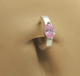 Beautiful Pink Belly Ring | Sterling Silver & Pink CZ - TummyToys