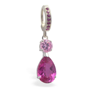 Deep Pink And Light Pink Belly Button Ring | Solid Silver - TummyToys