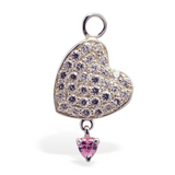 Changeable Stunning Cz Heart Swinger Charm Made In Sterling Silver - TummyToys