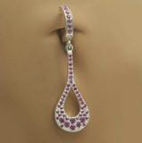 Vibrant Hot Pink CZ Belly Button Ring with Dazzling Pink CZ Charm - TummyToys
