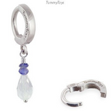 Crystal Belly Ring with Iolite Beads | Silver Clasp with Crystal & Iolite Dangle - TummyToys