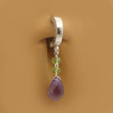 Amethyst and peridot Belly Ring | Clear CZ Clasp with Amethsyt Dangle Charm - TummyToys