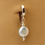 Grey White Pearl Belly Ring | Sterling Silver Clasp - TummyToys