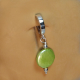 Vibrant Green Pearl Dangle Belly Ring | Solid Silver Clasp - TummyToys
