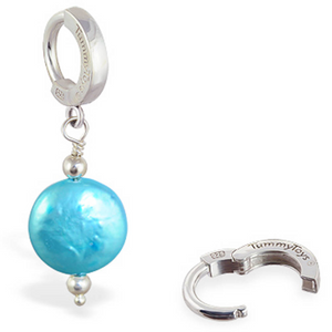 TummyToys Freshwater Teal Pearl Dangle Belly Button Ring - TummyToys