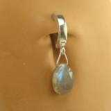 Tummytoys Silver & Labradorite Belly Ring | Silver Clasp with Gemstone Dangle - TummyToys