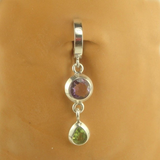 Peridot and Amethyst Belly Ring | Silver Clasp with Beautiful Gemstone Dangle - TummyToys