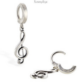 Sterling Silver Music Note Charm Belly Button Ring - TummyToys