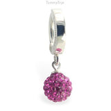 TummyToys Dazzling Hot Pink Crystal Belly Ring | Silver Clasp with Pink Dangle - TummyToys