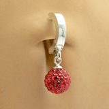 TummyToys Surgical Steel Belly Ring with  Red Crystal Ball Dangle - TummyToys