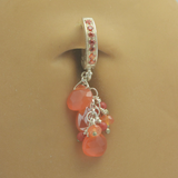 Stunning Fire Orange Opal Belly Ring | Solid Silver with Gemstone Dangle - TummyToys