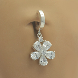 Flower Charm With 5 CZ Petals On Sterling Silver Clasp By Tummytoys - TummyToys