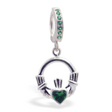 Green CZ Clasp with Green Claddagh Belly Ring - TummyToys