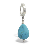 Turquoise Teardrop Belly Ring | Solid Silver Clasp - TummyToys