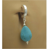 Turquoise Teardrop Belly Ring | Solid Silver Clasp - TummyToys