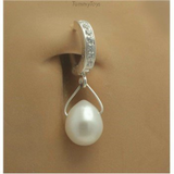 Silver & Pearl Navel Ring | Hot And Sexy Pearl Body Jewelry - TummyToys