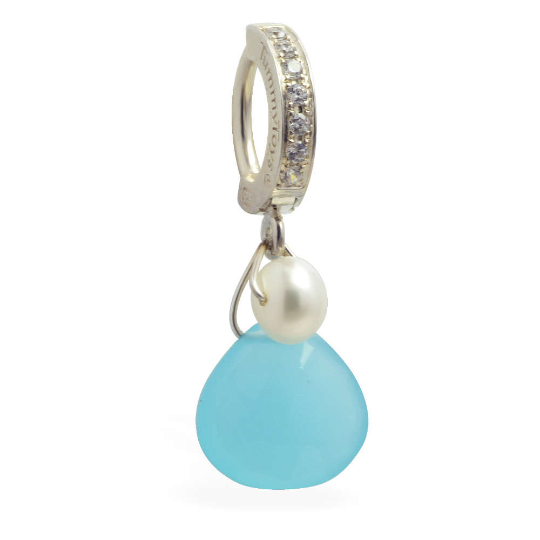 TummyToys Soft Blue & Creamy Pearl Belly Ring | Perfect for Summer - TummyToys