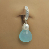 TummyToys Soft Blue & Creamy Pearl Belly Ring | Perfect for Summer - TummyToys