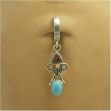 Garnet and Turquoise Belly Ring | Solid Silver Clasp - TummyToys