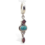 Garnet & Turquoise Belly Ring | Solid Sterling Silver - TummyToys