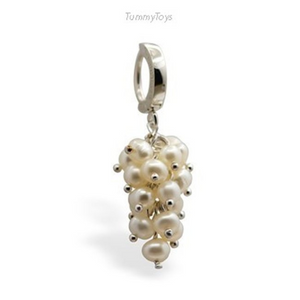 Beautiful Pearl Belly Button Ring | Sterling Silver with Freshwater Pearls - TummyToys