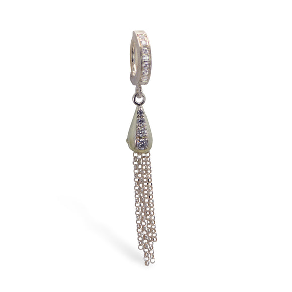 Chain Dangle Belly Button Ring | Solid .925 Sterling Silver - TummyToys