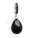 Black Belly Ring | Sterling Silver Clasp with Black CZs & Black Pendant - TummyToys