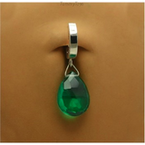 Silver Belly Ring with Green Quartz Dangle Charm - TummyToys