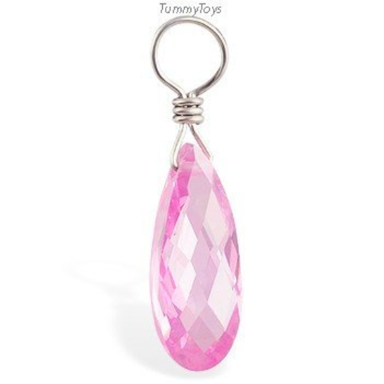 Changeable Pink Ice CZ Belly Ring Dangle Charm - TummyToys