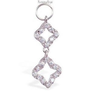 Changeable CZ Open Clover Belly Ring Swinger Charm Exclusively By Tummytoys - TummyToys