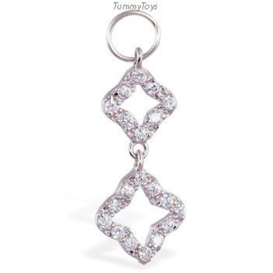 Changeable CZ Open Clover Belly Ring Swinger Charm Exclusively By Tummytoys - TummyToys