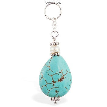 Changeable Turquoise Belly Ring Swinger Charm - TummyToys