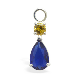 Changeable Sapphire Blue CZ Belly Ring Swinger Charm By Tummytoys - TummyToys
