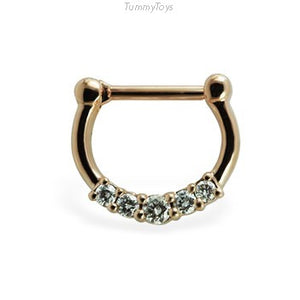 Solid 14K Rose Gold Septum Clicker with Diamonds - TummyToys